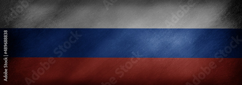 The Russian flag on a blackboard background