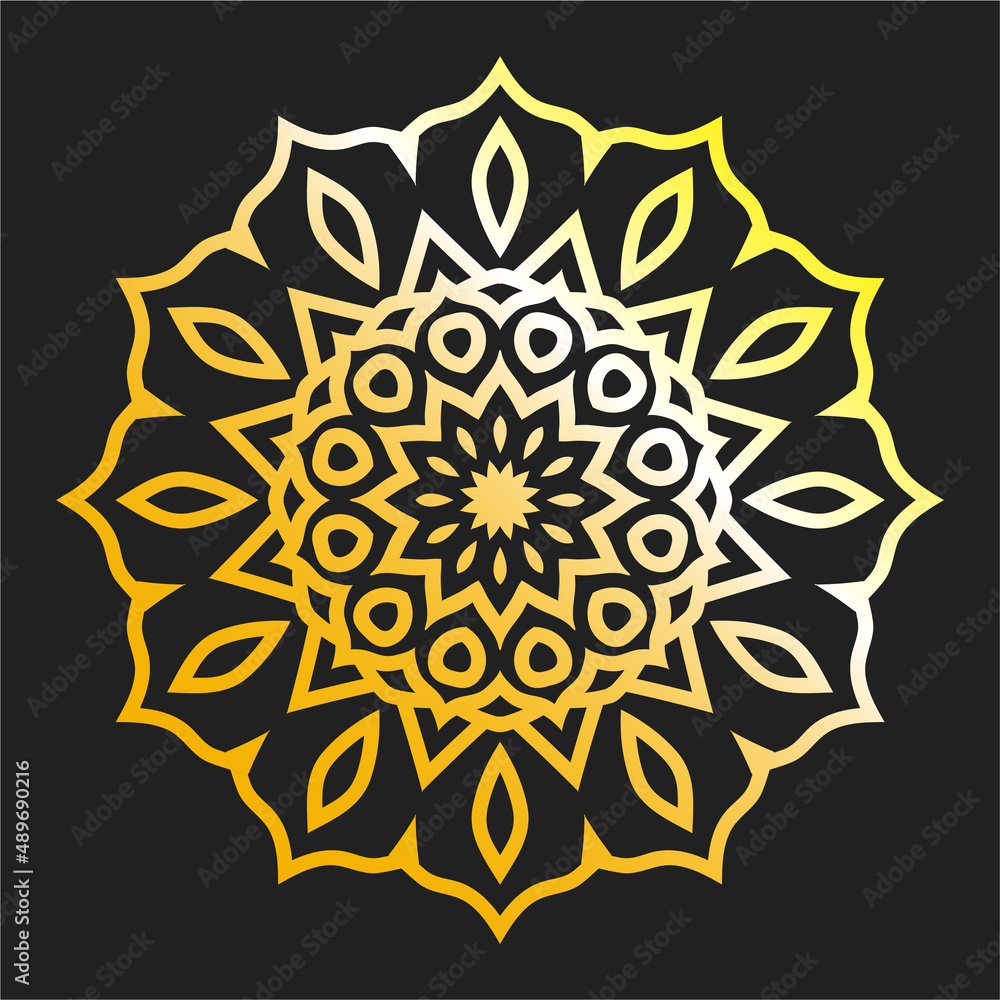 Luxury Golden Mandala Vector Art with Dark Background in EPS 10