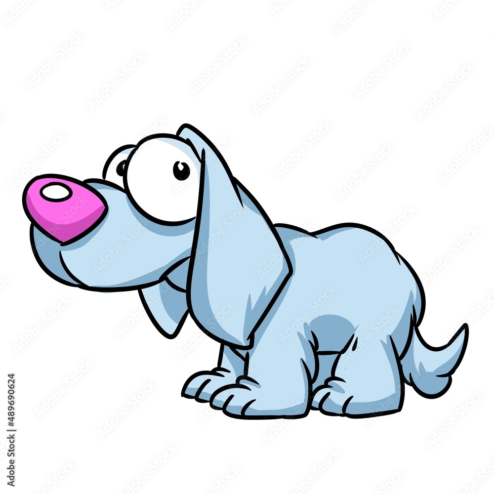 Fototapeta premium Little sad dog animal illustration cartoon character