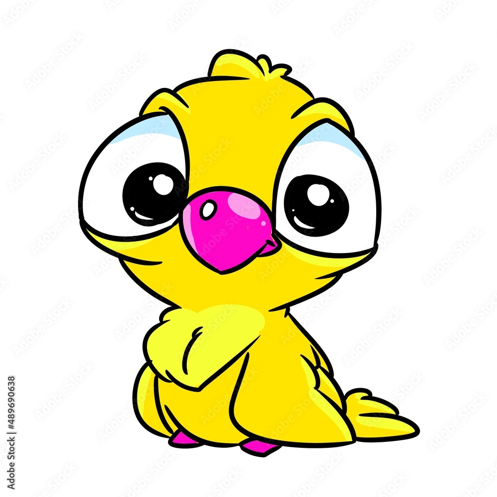 little bird parrot yellow chick illustration cartoon character