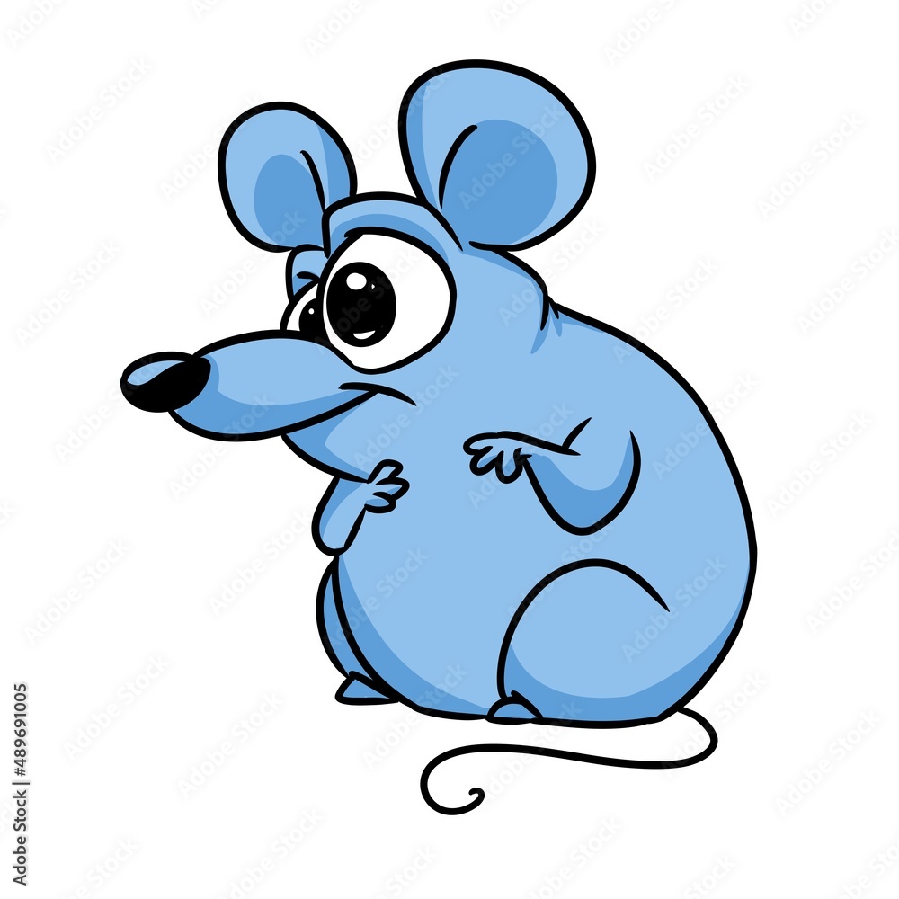 Little blue mouse animal illustration cartoon character