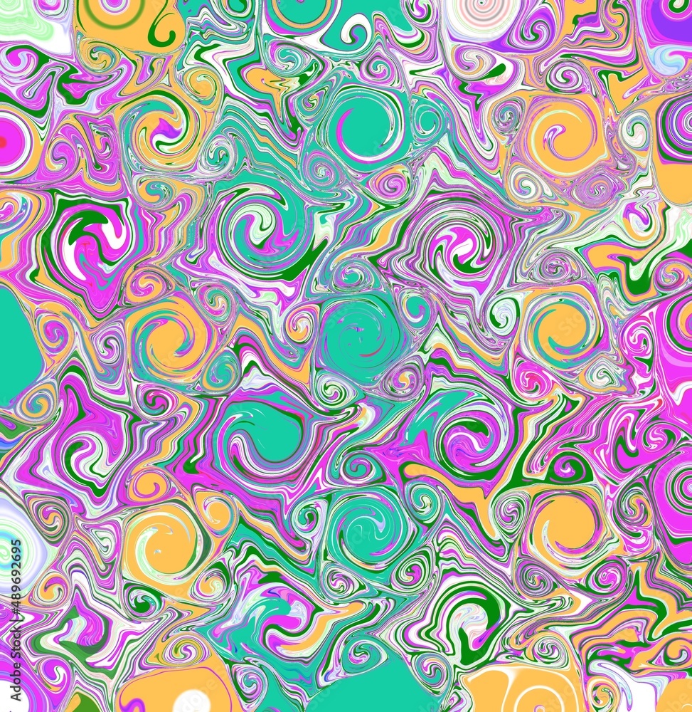 Fototapeta premium seamless pattern with circles cyclones of violet, green and yellow colors isolated background