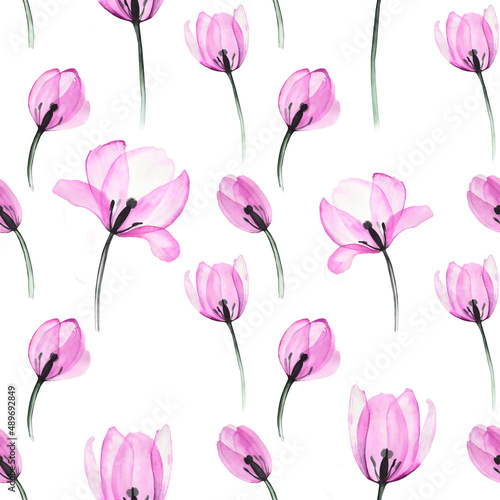 spring flower freshness pink watercolor illustration isolate spring tulip pattern