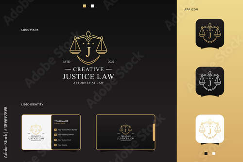 Letter J Justice Law logo, design Attorney logo