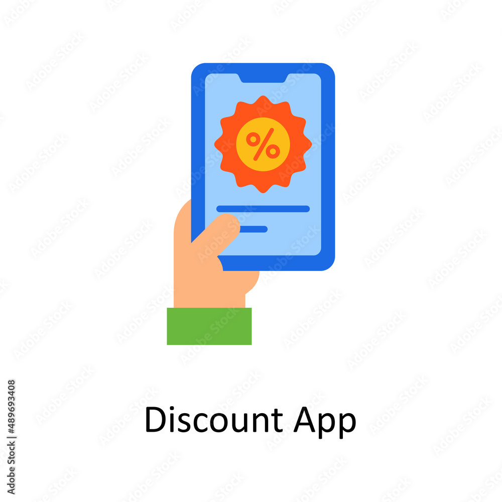 Discount App vector Flat Icon Design illustration. Discounts And Loyalty Programs Symbol on White background EPS 10 File Discount App vector Flat Icon Design illustration. Discounts And Loyalty Programs Symbol on White background EPS 10 File