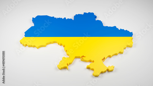 Ukraine map with flag. 3d render