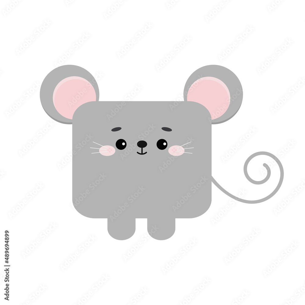 Square rat or mouse forest animal face with paws icon isolated on white background. Cute cartoon square mice kawaii kids avatar character. Vector flat clip art illustration mobile ui game application Square rat or mouse forest animal face with paws icon isolated on white background. Cute cartoon square mice kawaii kids avatar character. Vector flat clip art illustration mobile ui game application