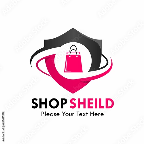 Shop shield logo template illustration