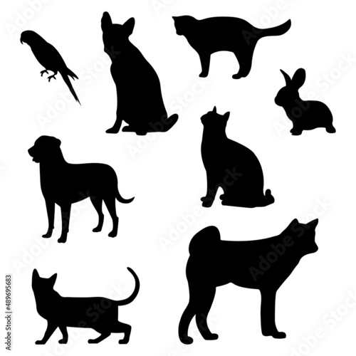 Photography Set of black silhouettes of pets