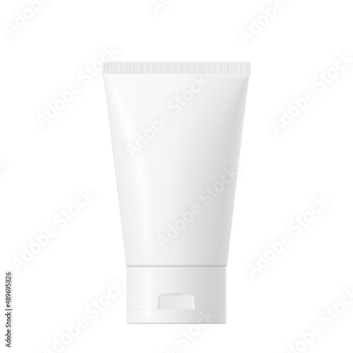 Vector white glossy plastic tube with cap