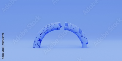 Fragmented Circle With Blue Background 3d Rendering