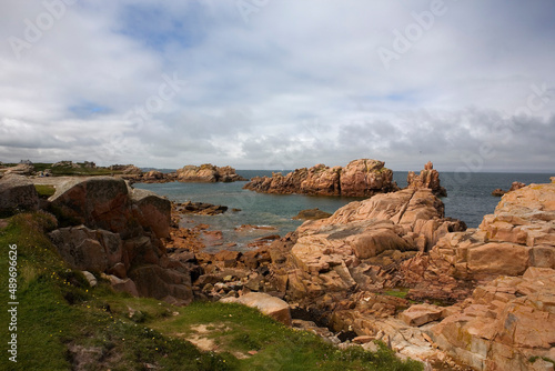 The western coast of the Île-de-Bréhat, near the Phare du Paon in the island's extreme north, Côtes-d'Armor, Brittany, France: a rock-bound sea