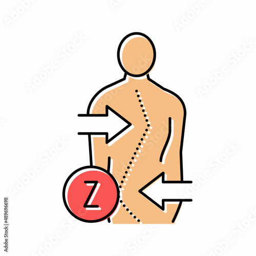 z-shaped scoliosis color icon vector illustration