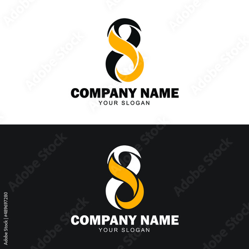 Number 8 unique logo and creative logo design
