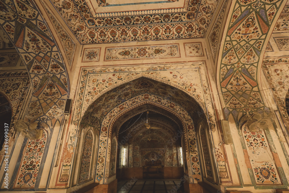 Interior View to an Old Mahabat Khan Mosque in Peshawar, Pakistan