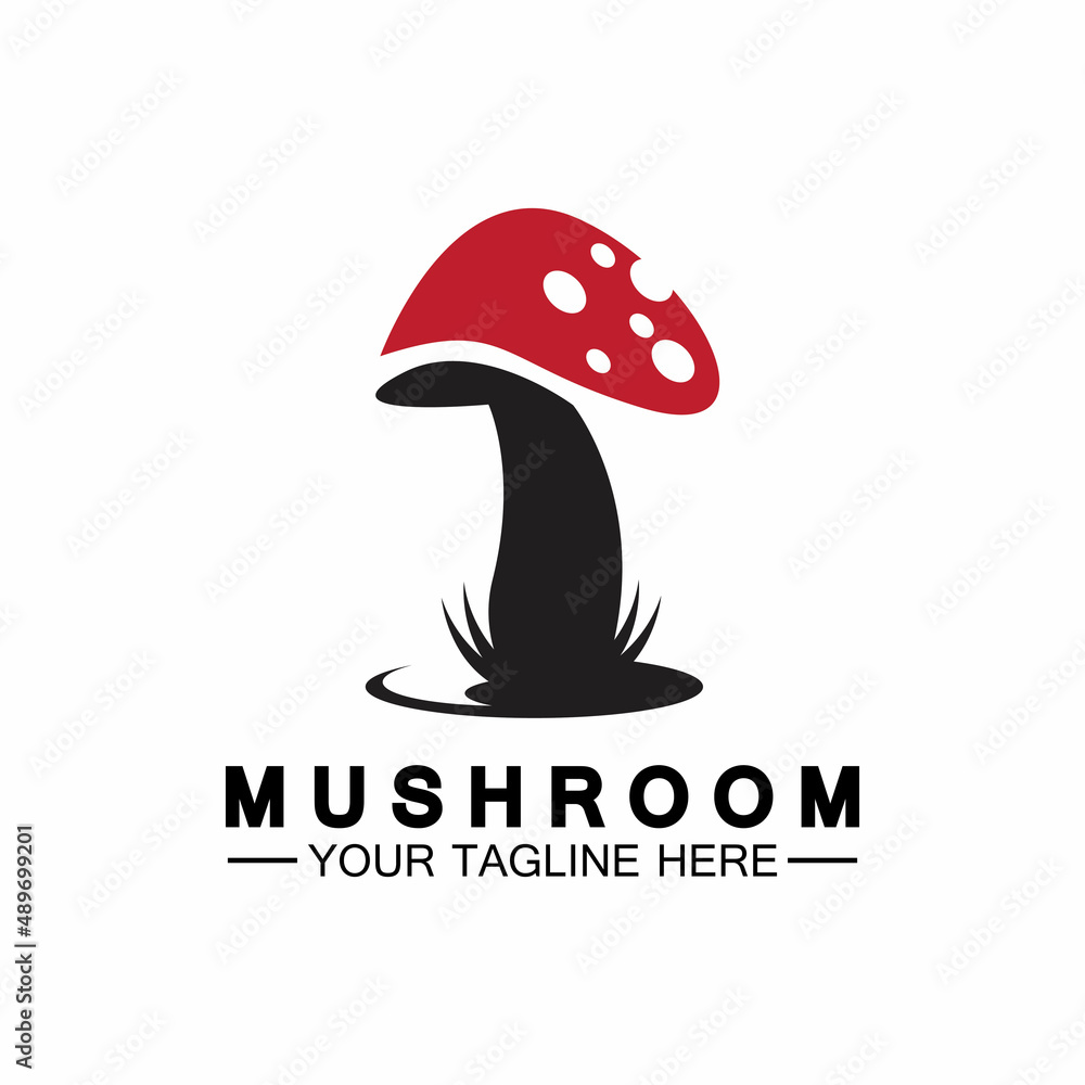 Mushroom Logo Vector Simple & Modern or Agriculture Organic Food Design Template