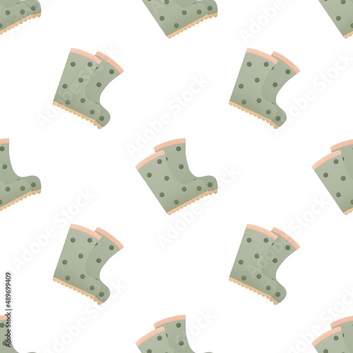 cute garden spring pattern for kids - rubber boots on a white background