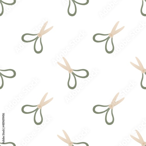 cute garden spring pattern for kids - scissors on white background