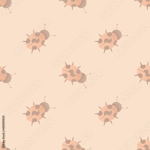 garden spring pattern for kids - cute beetles 