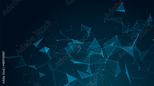 Network connection structure. Digital background with dots and lines. Big data visualization. 3D rendering.