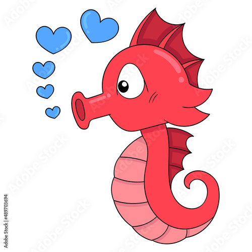 Seahorse pops love bubbles, doodle icon image kawaii