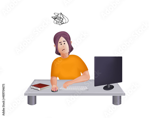 Emotional burnout at work concept