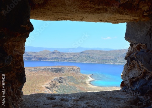 Balos lagoon, Crete, Greece. Coastline of the Mediterranean sea.