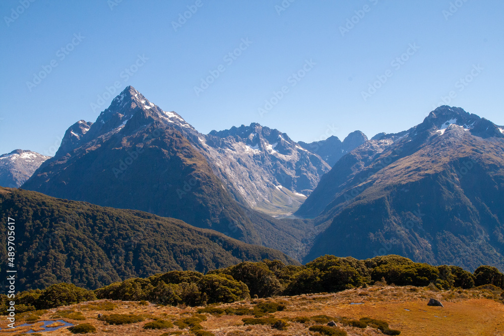 Marian Lake Lookout, Mt Christina and Mount Crosscut, view from Key Summit, Routeburn Track, Fiordland, New Zealand, South Island, NZ