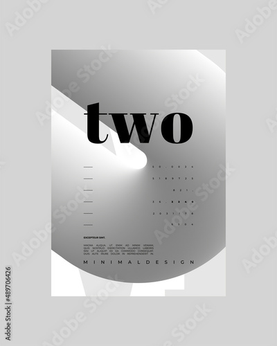 Abstract Poster Design. Vertical A4 format. Strict and discreet brochure. Type and 3D shapes.