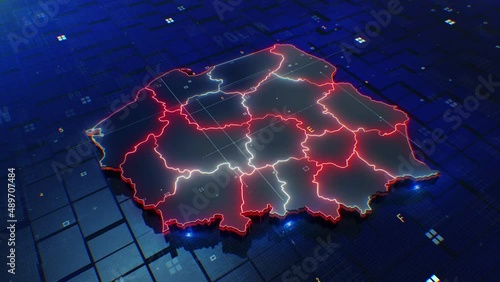 Poland map digital 4k 
