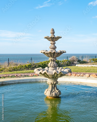 The garden pond and fountain in the Esplanade Gardens in the seaside town of Hunstanton on the North Norfolk coast
