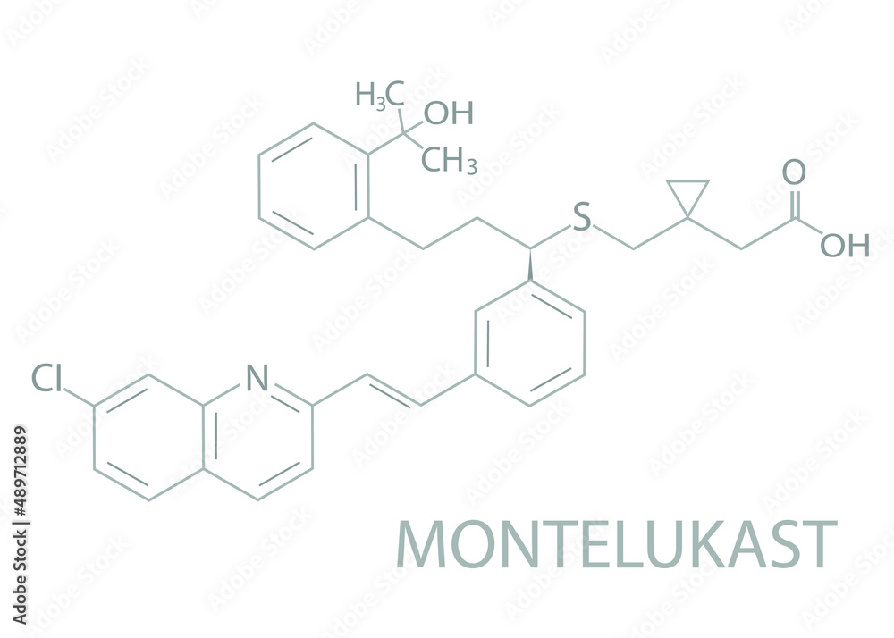 Montelukast molecular skeletal chemical formula. Montelukast molecular skeletal chemical formula.