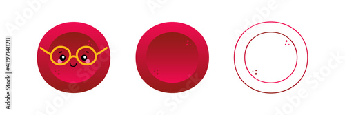 Set, collection of red blood cells, erythrocytes character with blood cells icons for blood donation, medical and healthcare design.
