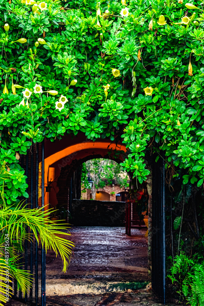 Fototapeta premium ancient arch built of stone in the village