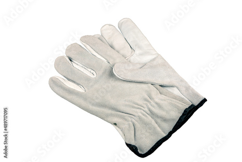 Work gloves on white background .