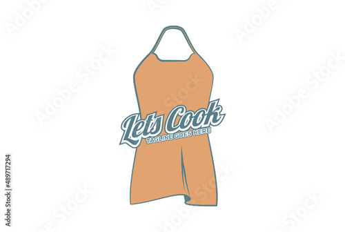 Retro Vintage Apron for Bakery Food Kitchen Cook Cafe Restaurant Logo Design Vector