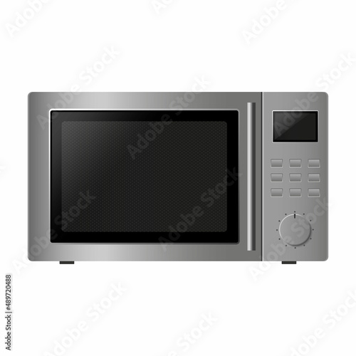 Microwave isolated on White Background. Cooking equipment, electrical appliances, kitchen technology concept. Stock vector illustration Isolated on white background in flat cartoon style.