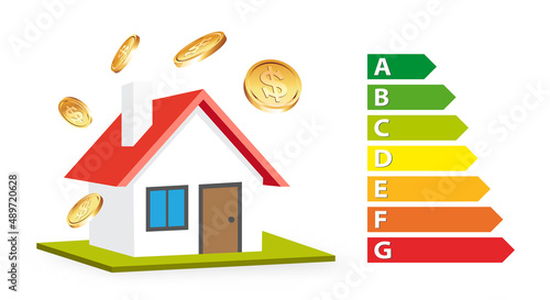 House energy efficiency rating concept, vector illustration