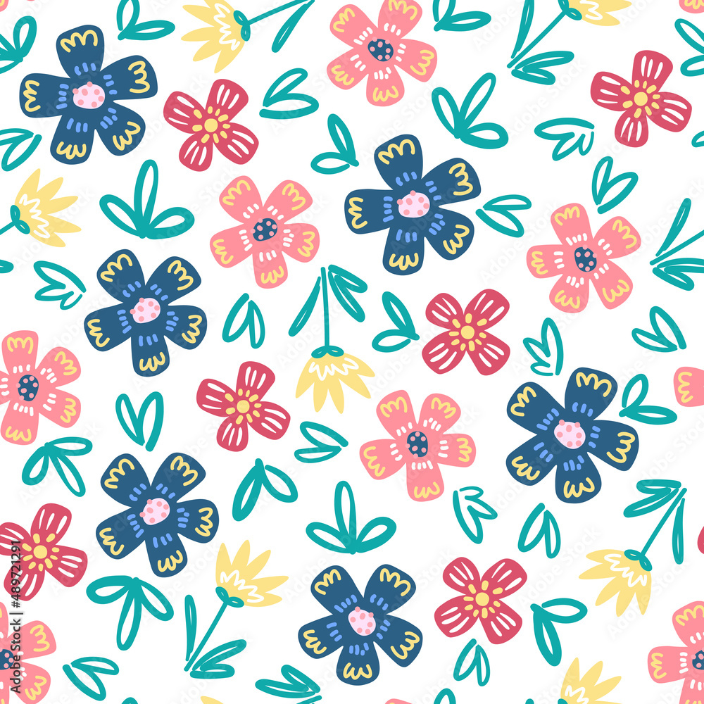 Decorative lovely seamless pattern with flowers