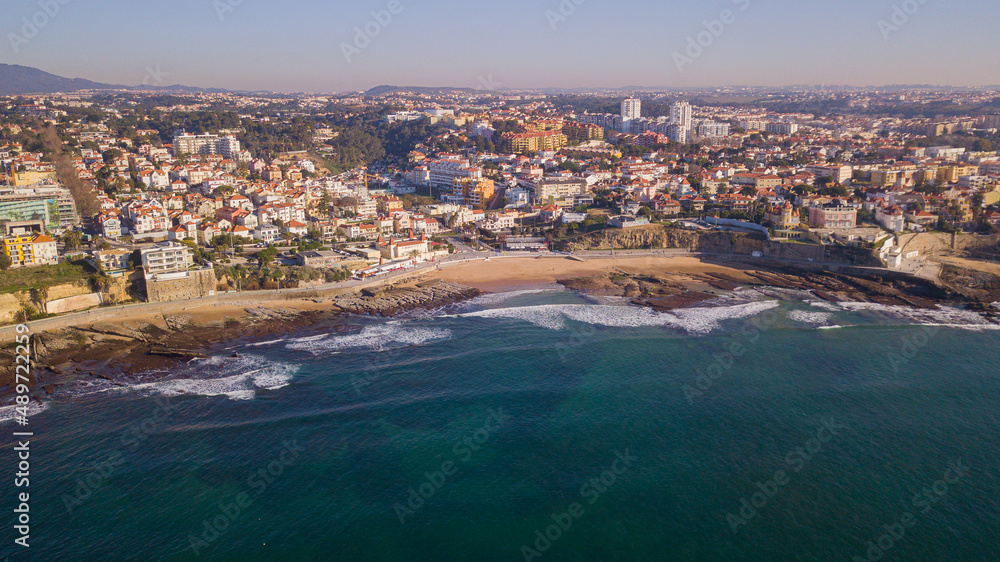 beach of São João do Estoril viewed from sky