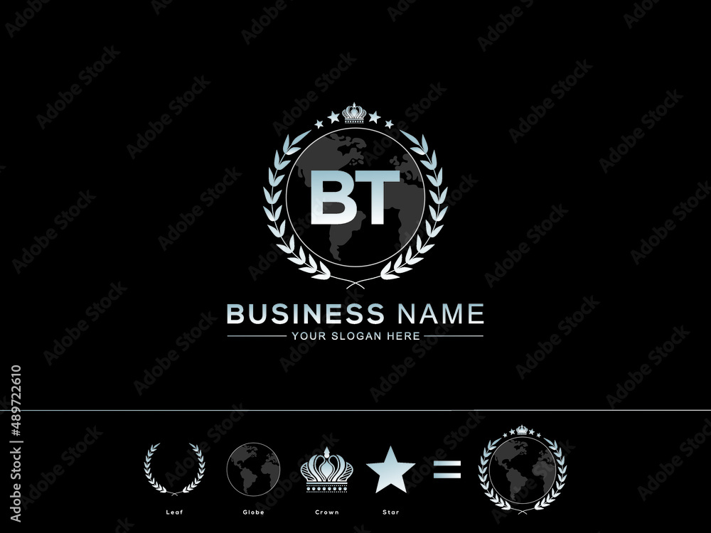 Initial BT letter Logo, bt creative two letters logo with circle Leaf ...