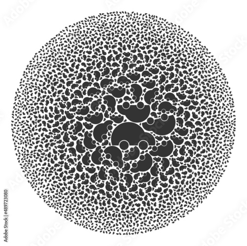 Private car icons are united into bubble collection. Private car icon spheric mosaic. Abstraction sphere bubble mosaic done from private car icons.