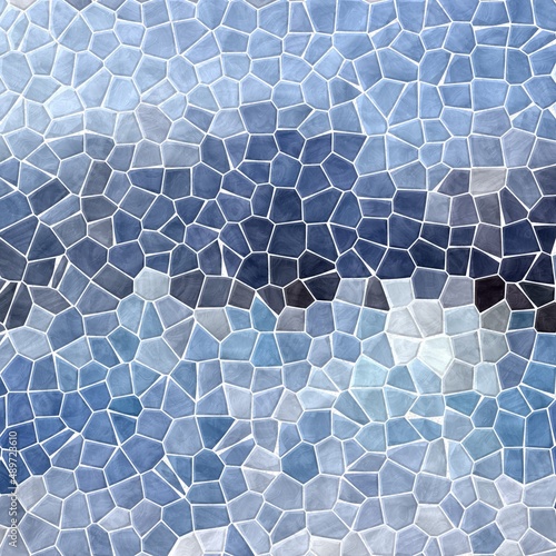 abstract nature marble plastic stony mosaic tiles texture background with white grout - light snow blue colors