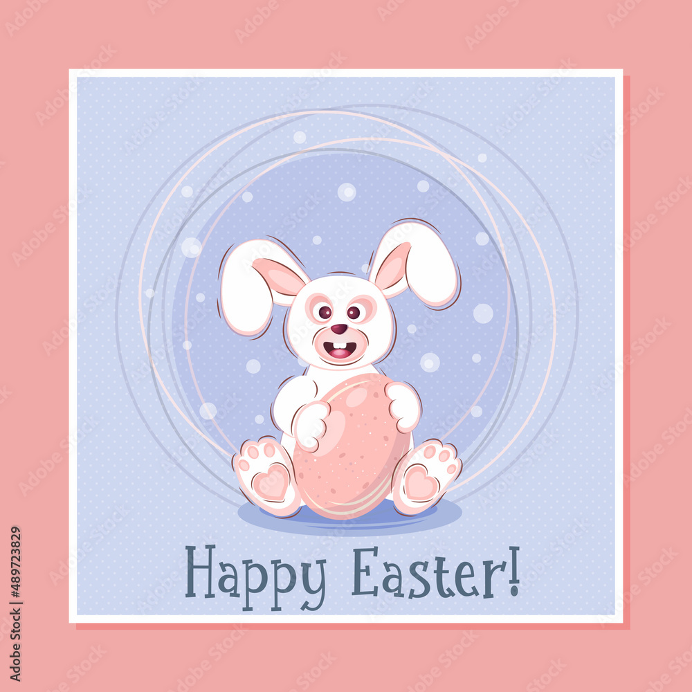 Happy Easter.Vector illustration of cute cartoon Easter bunny with Easter egg . Greeting card, banner. Happy Easter.Vector illustration of cute cartoon Easter bunny with Easter egg . Greeting card, banner.