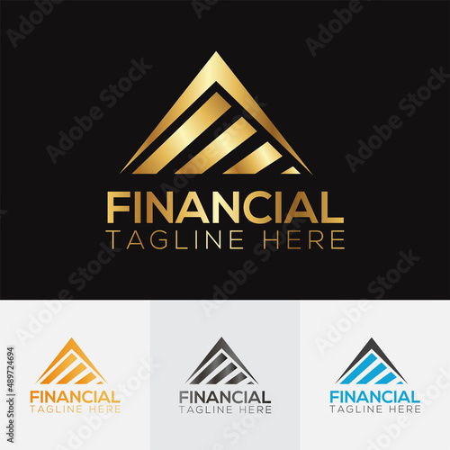 Golden metallic Accounting & financial logo design