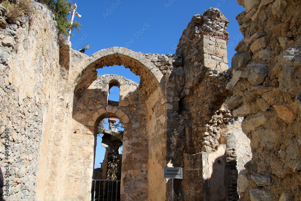 Remains of the Byzantine monastery church of the crusader castle St. Hilarion, Northern Cyprus