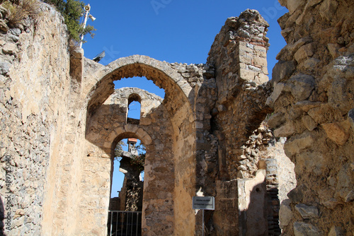 Remains of the Byzantine monastery church of the crusader castle St. Hilarion, Northern Cyprus photo