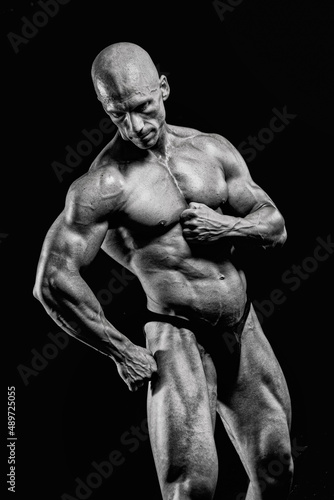 Bodybuilder showing attractive male body