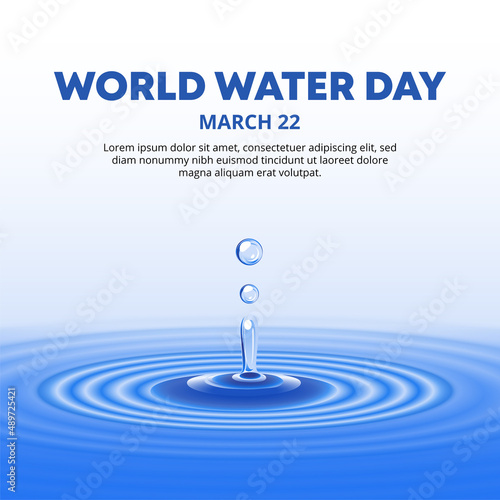 World water day design with realistic bounce water drop