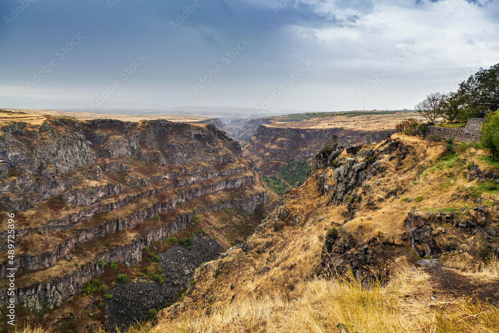 The deep gorge is carved by the Kasagh River, Armenia